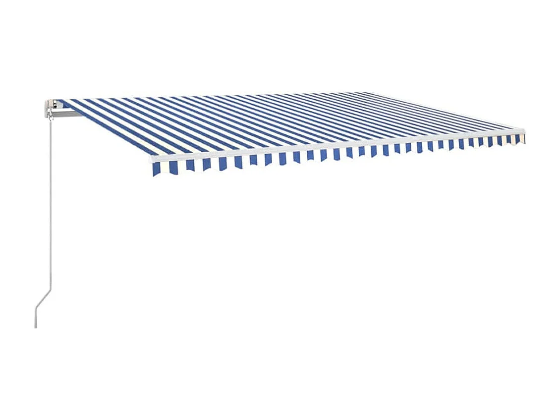 Luifel handmatig uittrekbaar met LED 500x350 cm blauw en wit