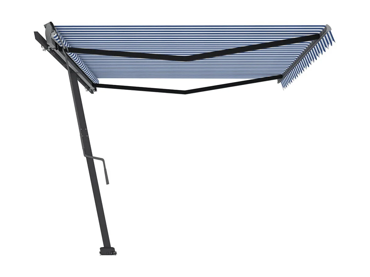 Toldo retrátil manual independente 500x300 cm azul e branco