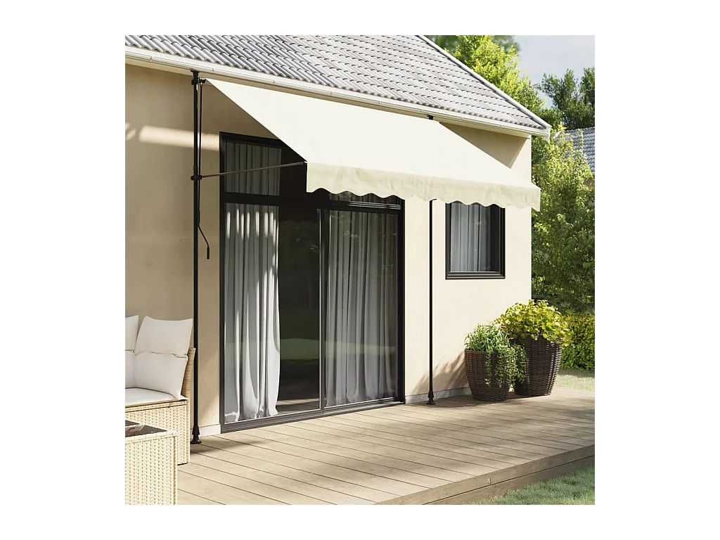 Auvent rétractable crème 250x150 m tissu et acier