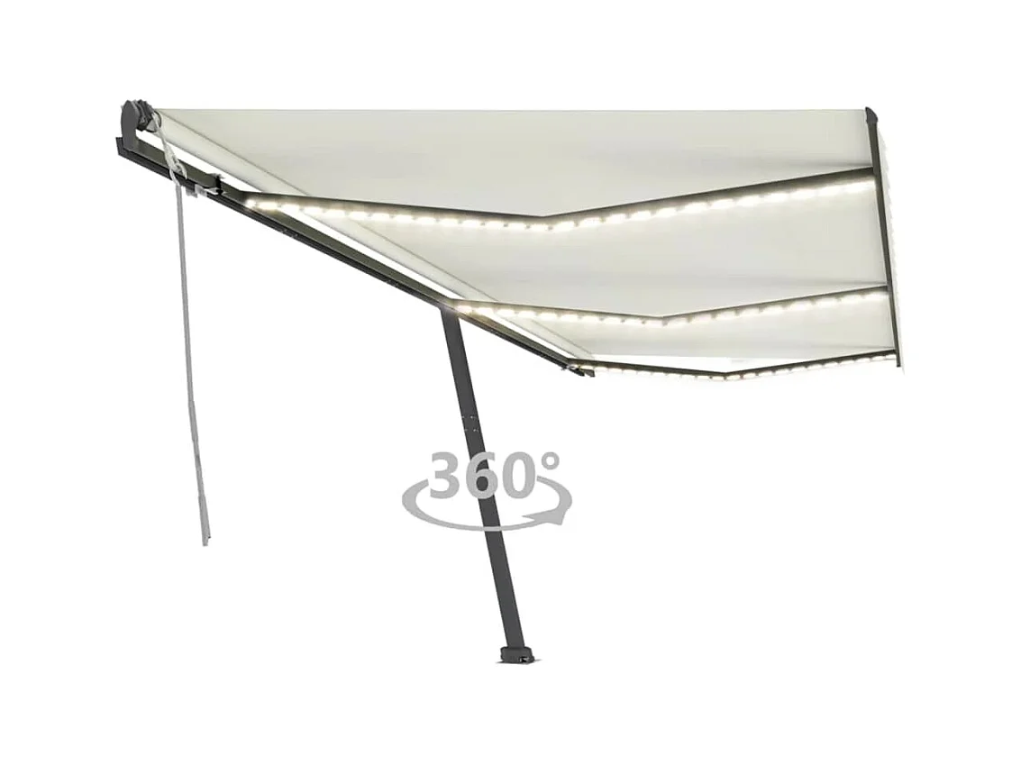 Tenda da Sole Retrattile Manuale con LED 600x300 cm Crema