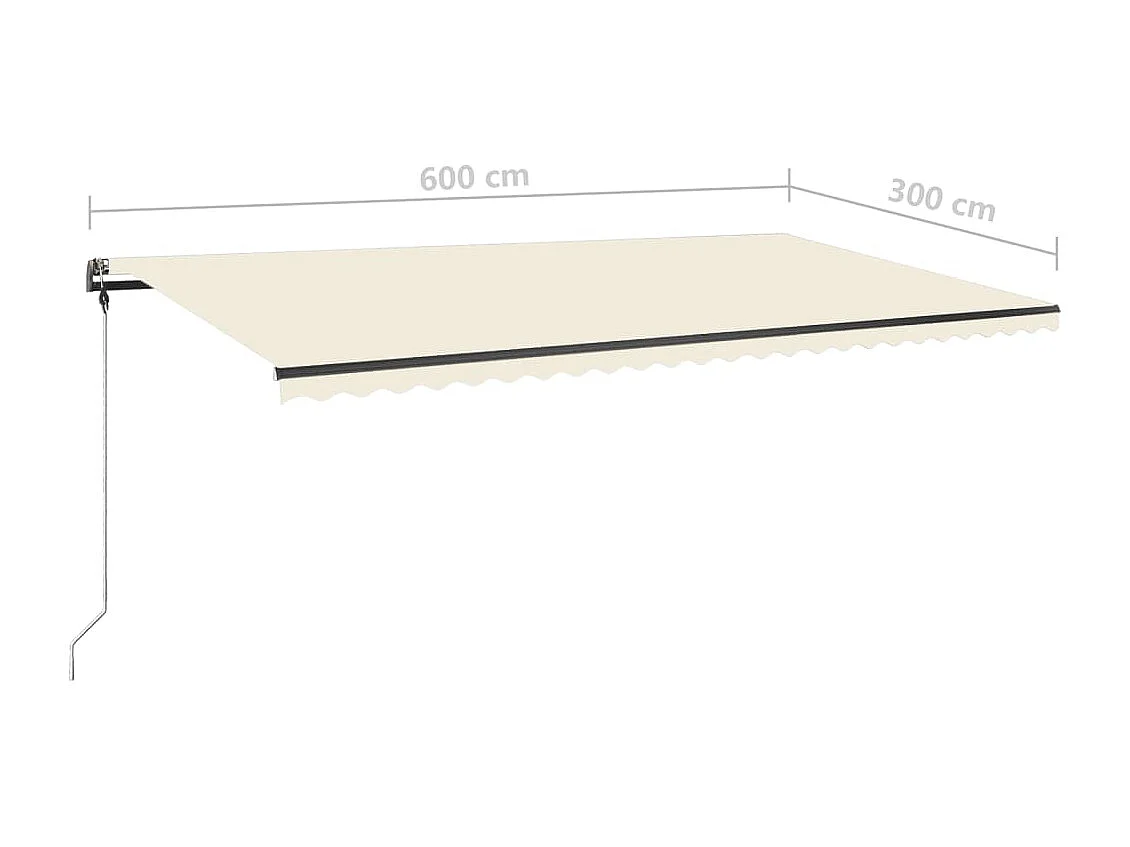 Auvent manuel rétractable avec LED 600x300 cm Crème