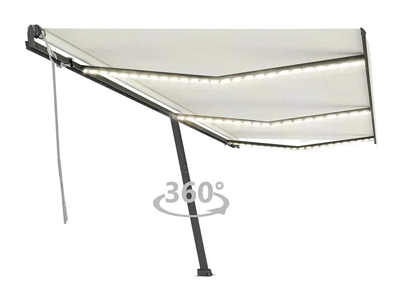 Tenda da Sole Retrattile Manuale con LED 600x300 cm Crema