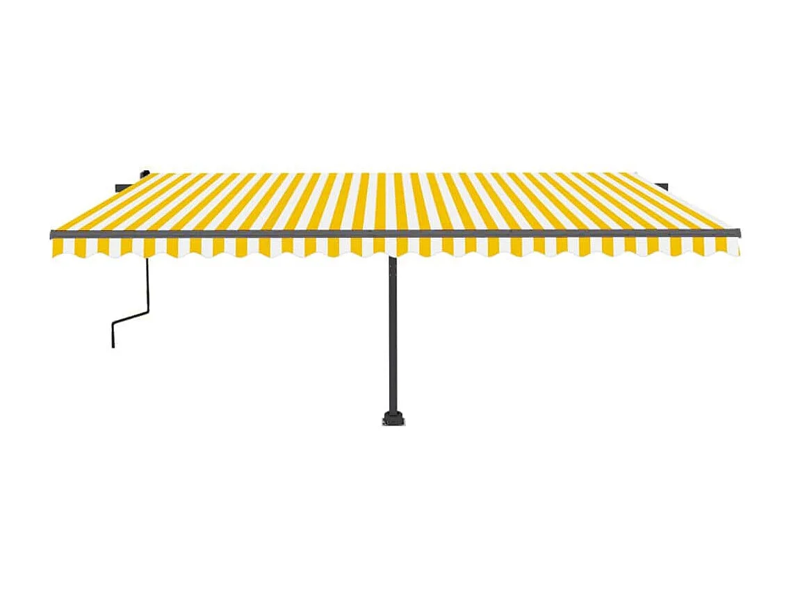 Toldo de pie retráctil manual amarillo y blanco 500x350 cm