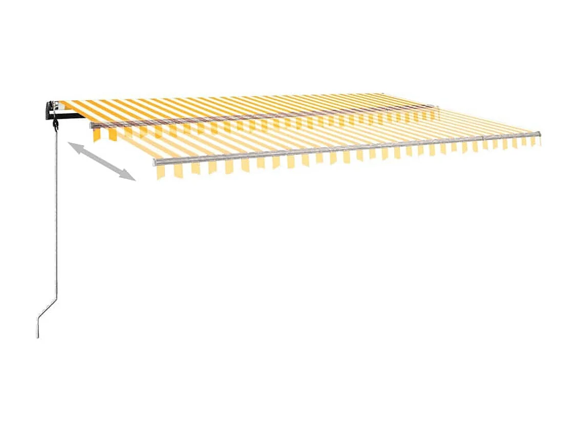 Toldo de pie retráctil manual amarillo y blanco 500x350 cm