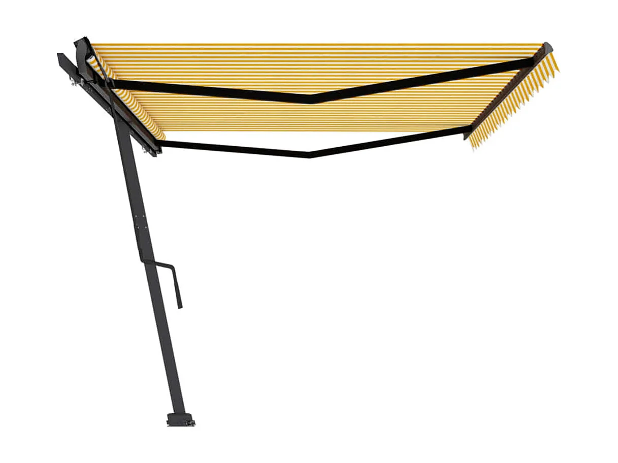 Auvent manuel rétractable sur pied 500x350 cm Jaune/Blanc