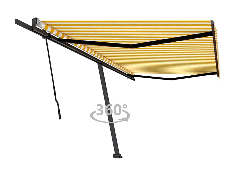 Tenda da Sole Autoportante Manuale 500x350 cm Gialla Bianca