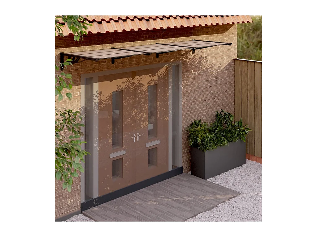 Auvent de porte Noir 358,5x90 cm Polycarbonate