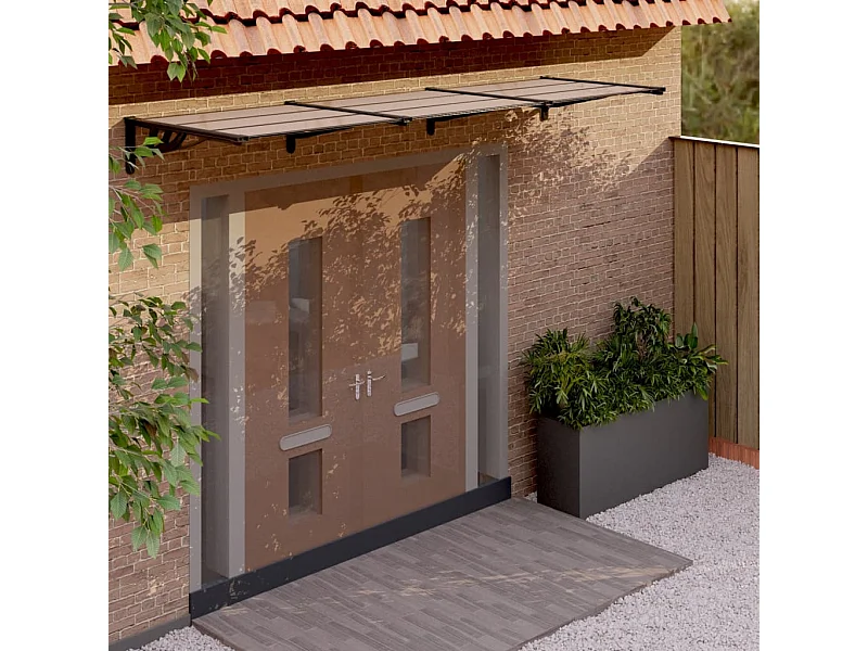 Auvent de porte Noir 358,5x90 cm Polycarbonate