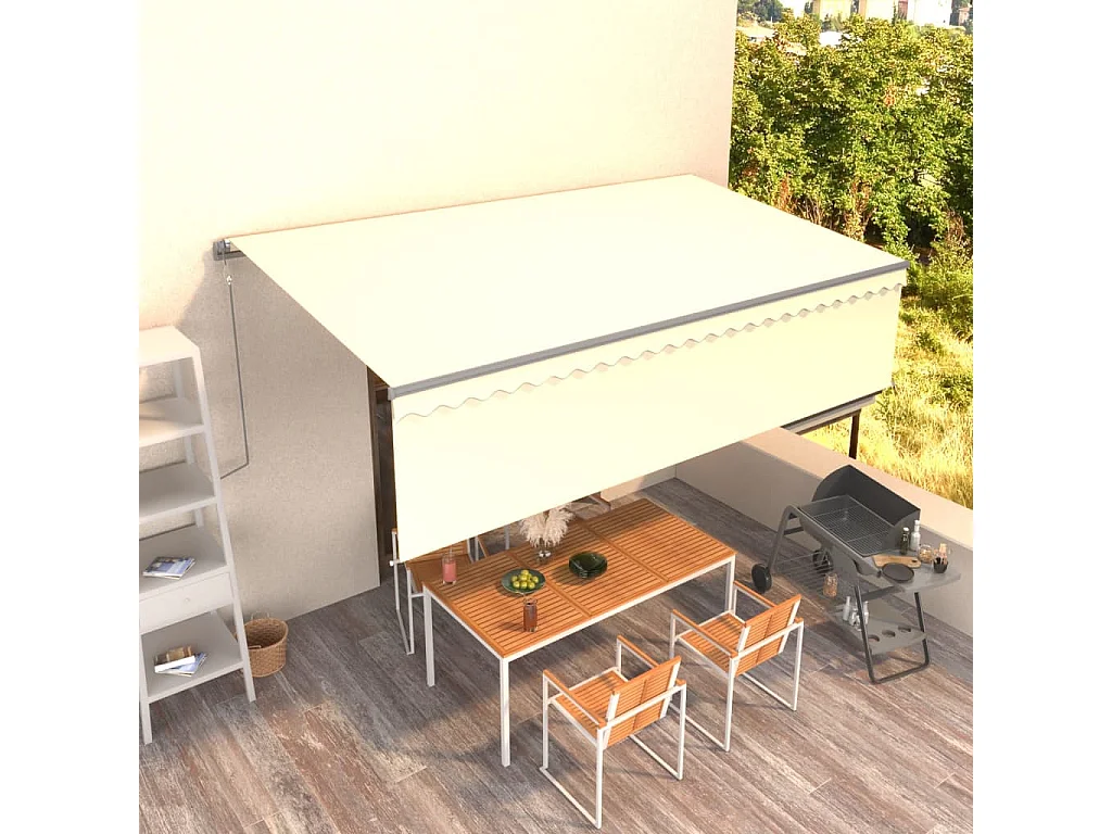Toldo retrátil automático com estore 5x3 m cor creme