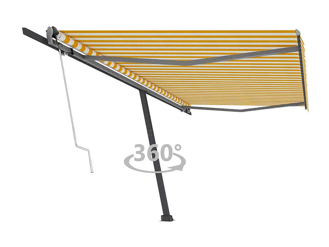 Auvent automatique sur pied 500x300 cm Jaune/Blanc