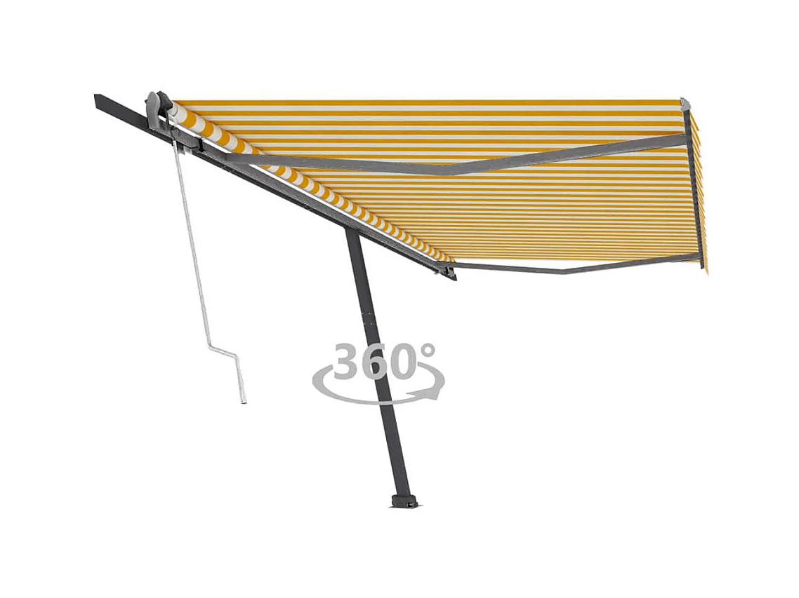 Luifel vrijstaand automatisch 500x300 cm geel en wit