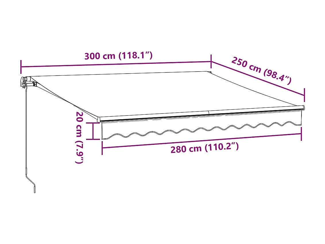 Auvent manuel rétractable anthracite et blanc 300x250 cm