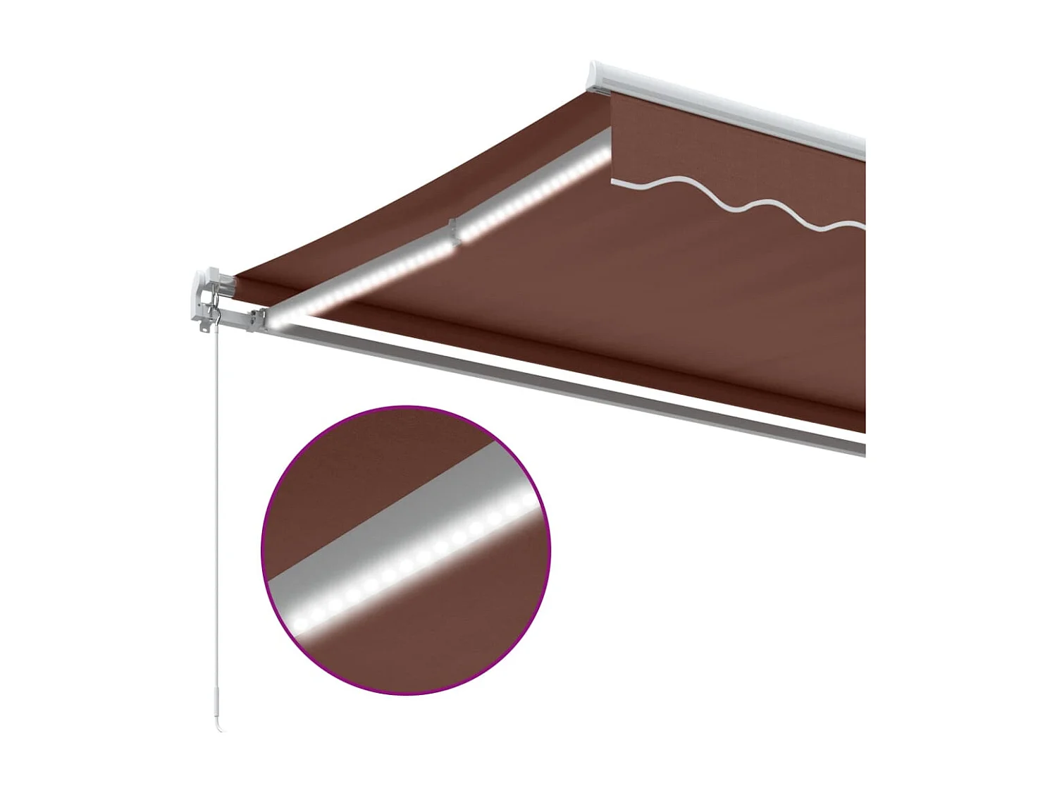 Toldo retrátil manual com luz LED 400x350 cm castanho