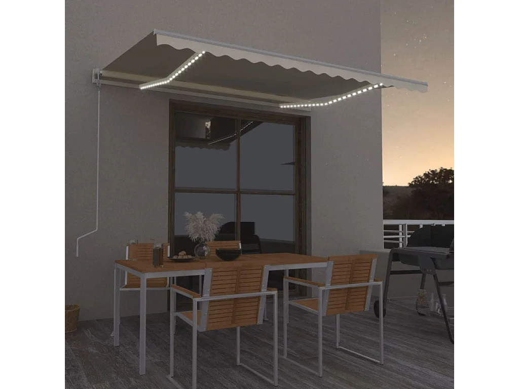 Tenda Automatica con Sensore Vento e LED 400x350 cm Crema