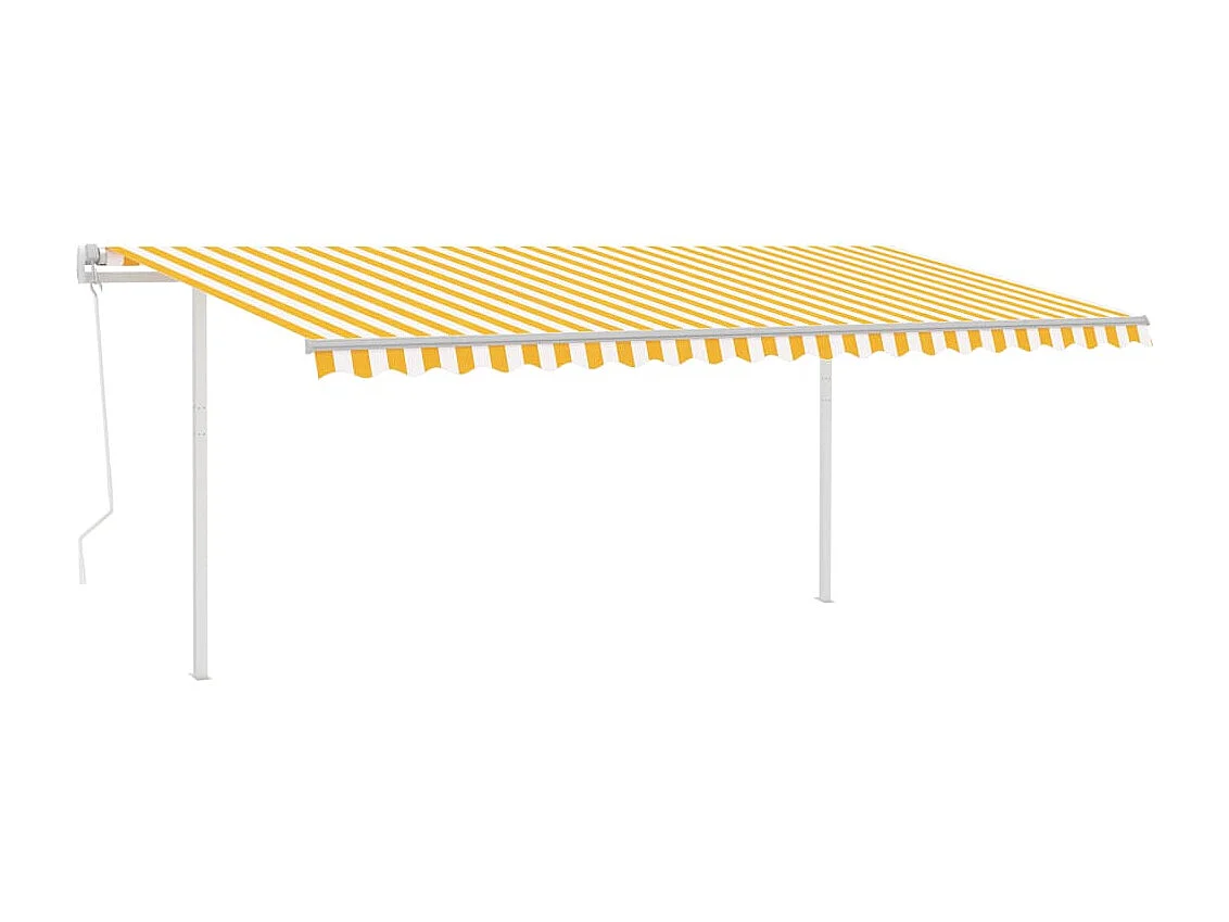 Toldo autom. LED e sensor de vento 5x3 m amarelo e branco
