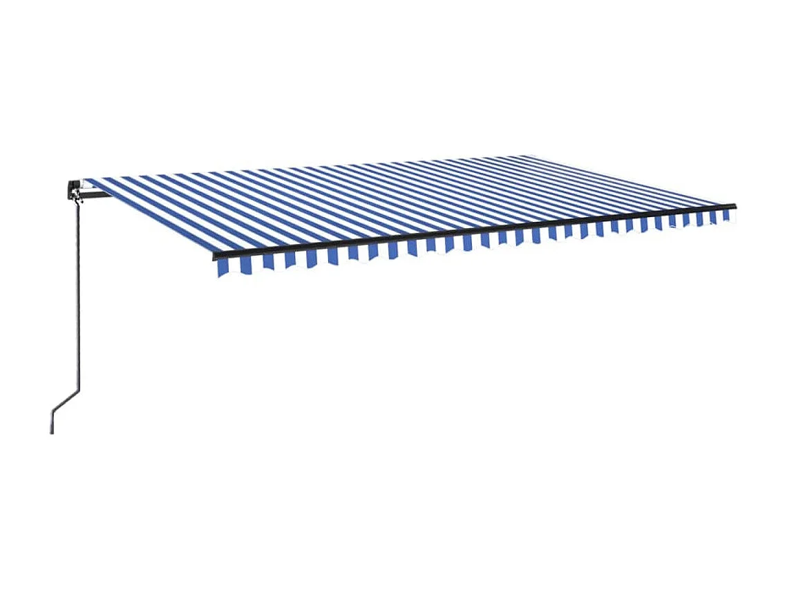 Markise Manuell Einziehbar mit LED 500x300 cm Blau und Weiß