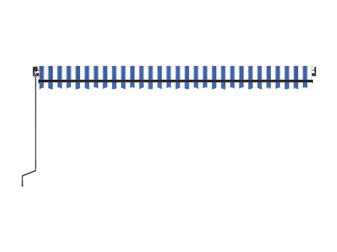 Markise Manuell Einziehbar mit LED 500x300 cm Blau und Weiß