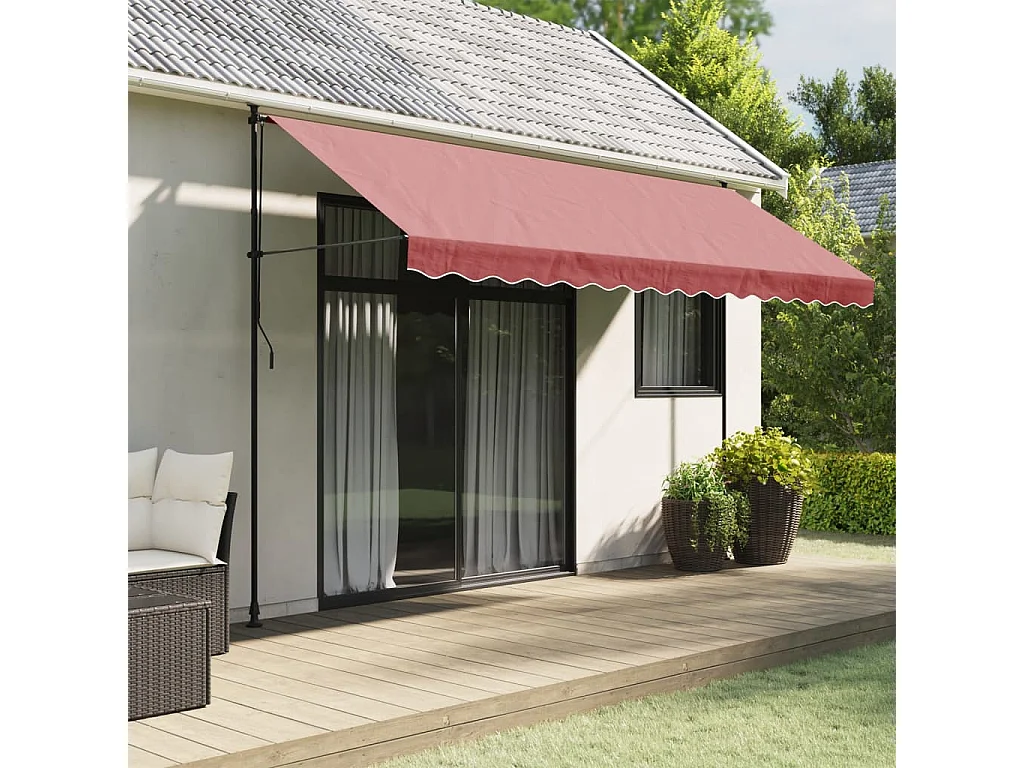 Tissu de remplacement de cantonnière d’auvent rayure bordeaux