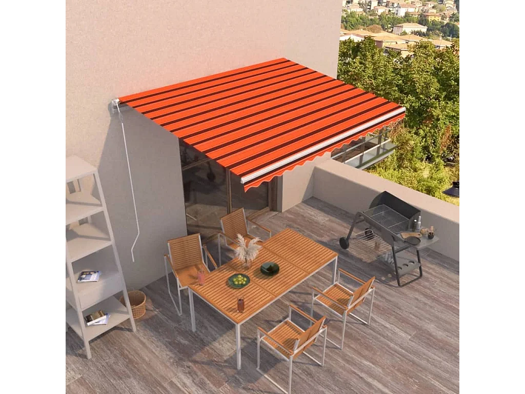 Auvent rétractable automatique 450x350 cm Orange et marron