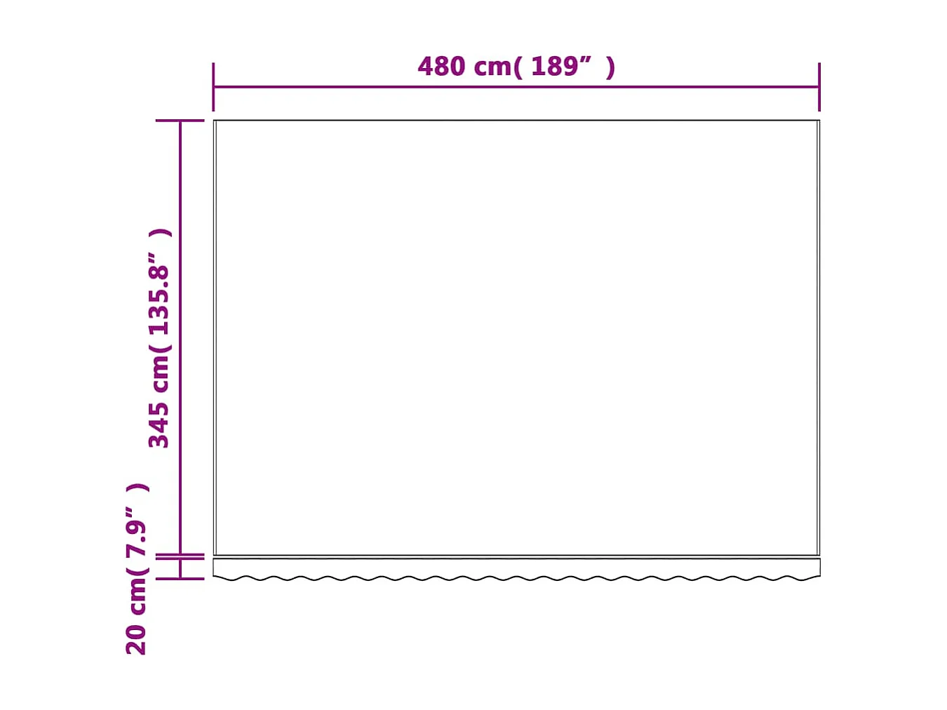 Tissu de remplacement pour auvent rayures multicolores 5x3,5 m