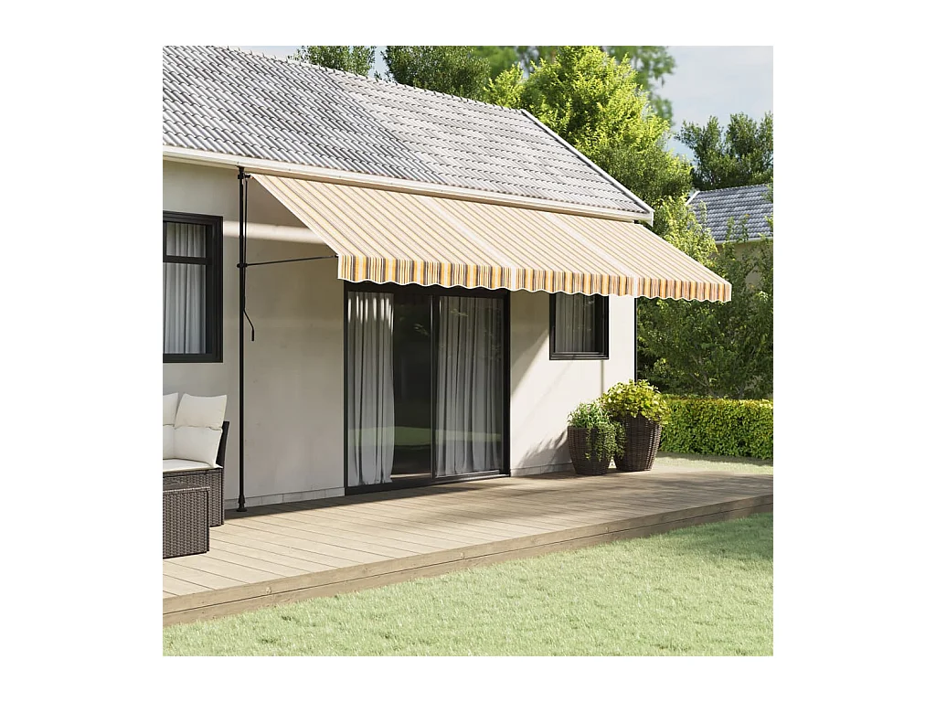 Tessuto di Ricambio per Tenda Strisce Multicolore 5x3,5 m