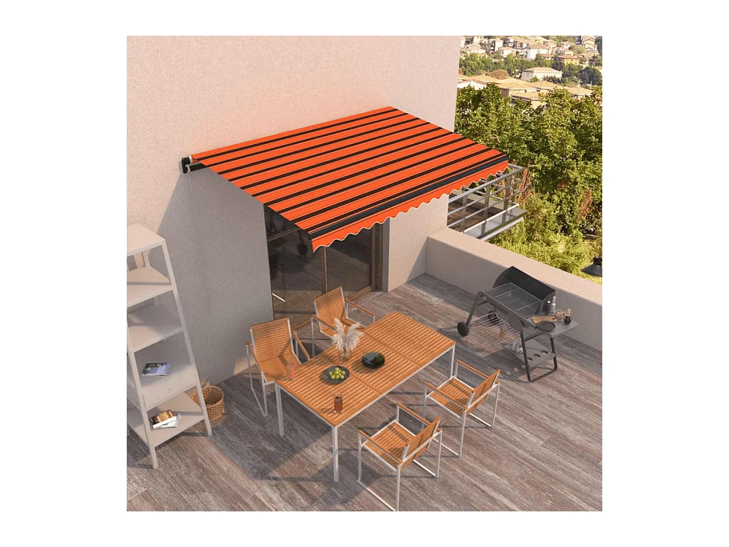 Auvent manuel rétractable 450x350 cm Orange et marron