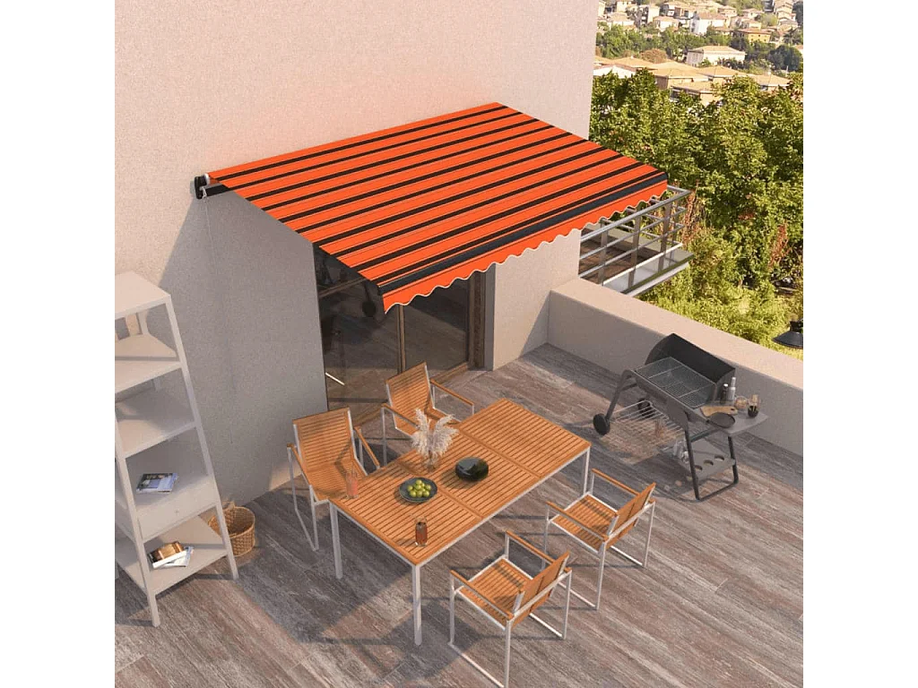 Auvent manuel rétractable 450x350 cm Orange et marron