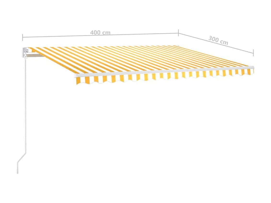 Toldo retráctil manual con LED amarillo y blanco 400x300 cm