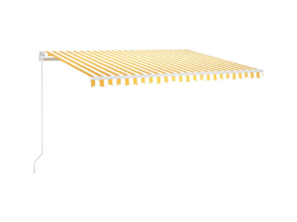 Markise Manuell Einziehbar mit LED 400x300 cm Gelb und Weiß
