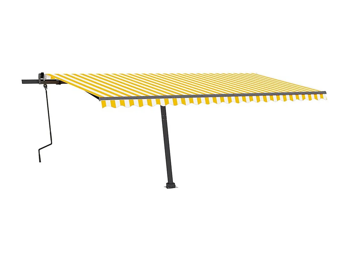 Toldo retráctil manual con luz LED amarillo y blanco 500x350 cm