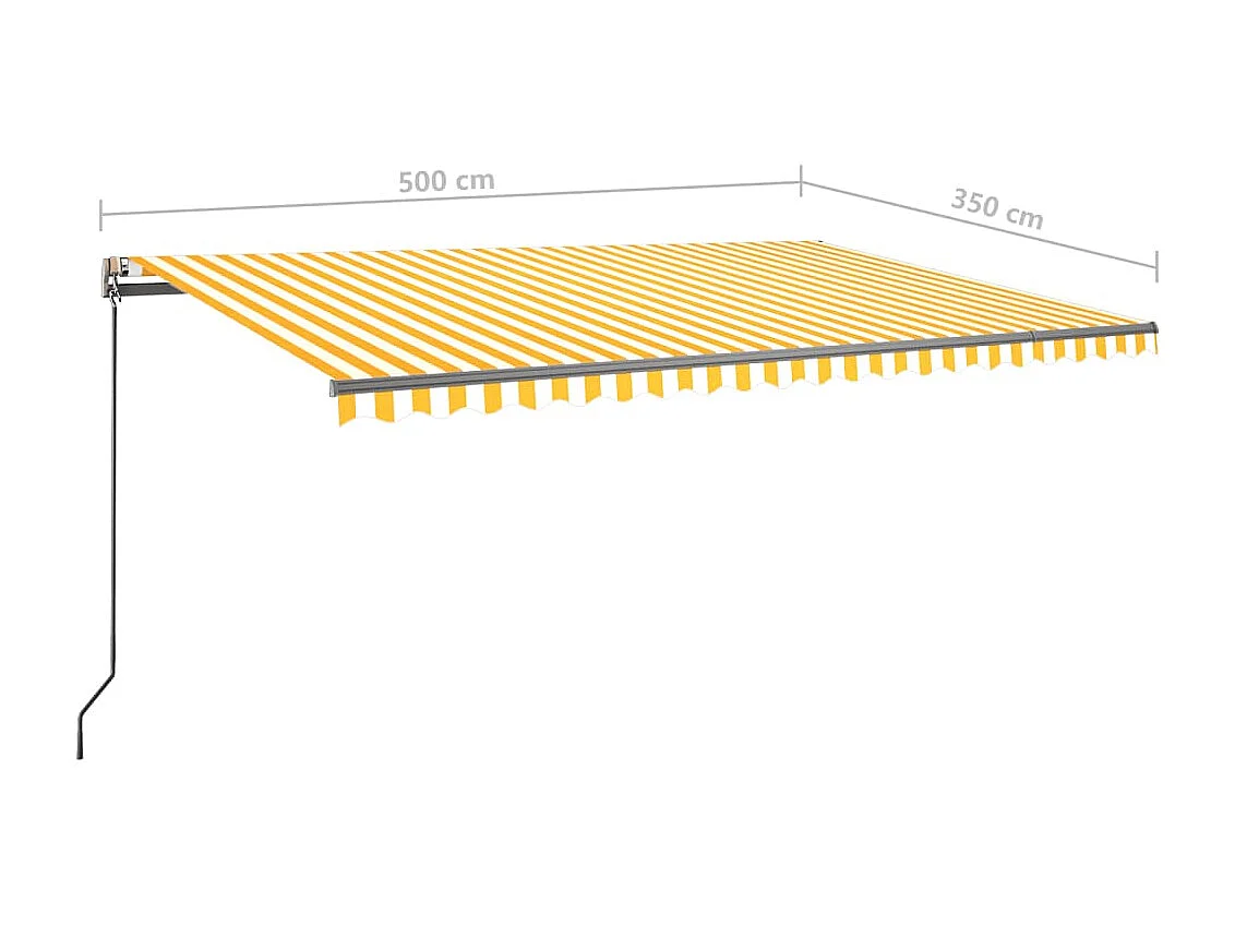 Toldo retráctil manual con luz LED amarillo y blanco 500x350 cm