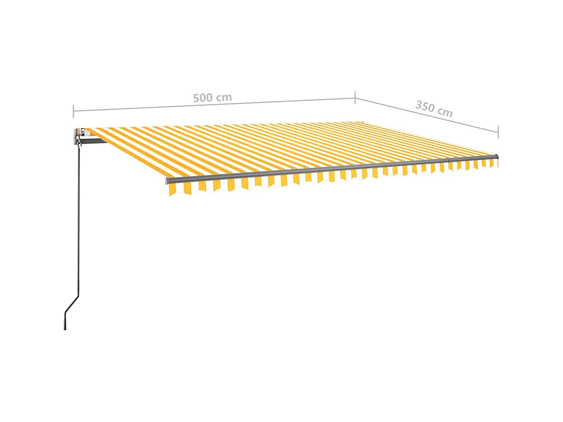 Auvent manuel rétractable avec LED 500x350 cm Jaune et blanc