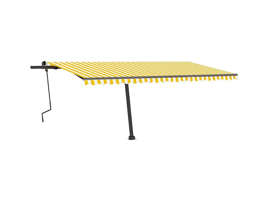 Auvent manuel rétractable avec LED 500x350 cm Jaune et blanc