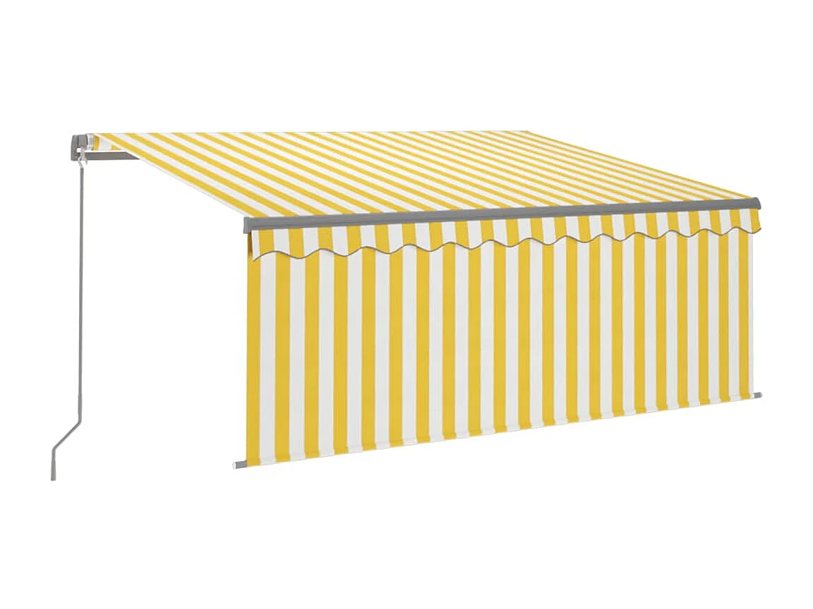 Tenda da Sole Retrattile con Parasole 3,5x2,5m Gialla e Bianca