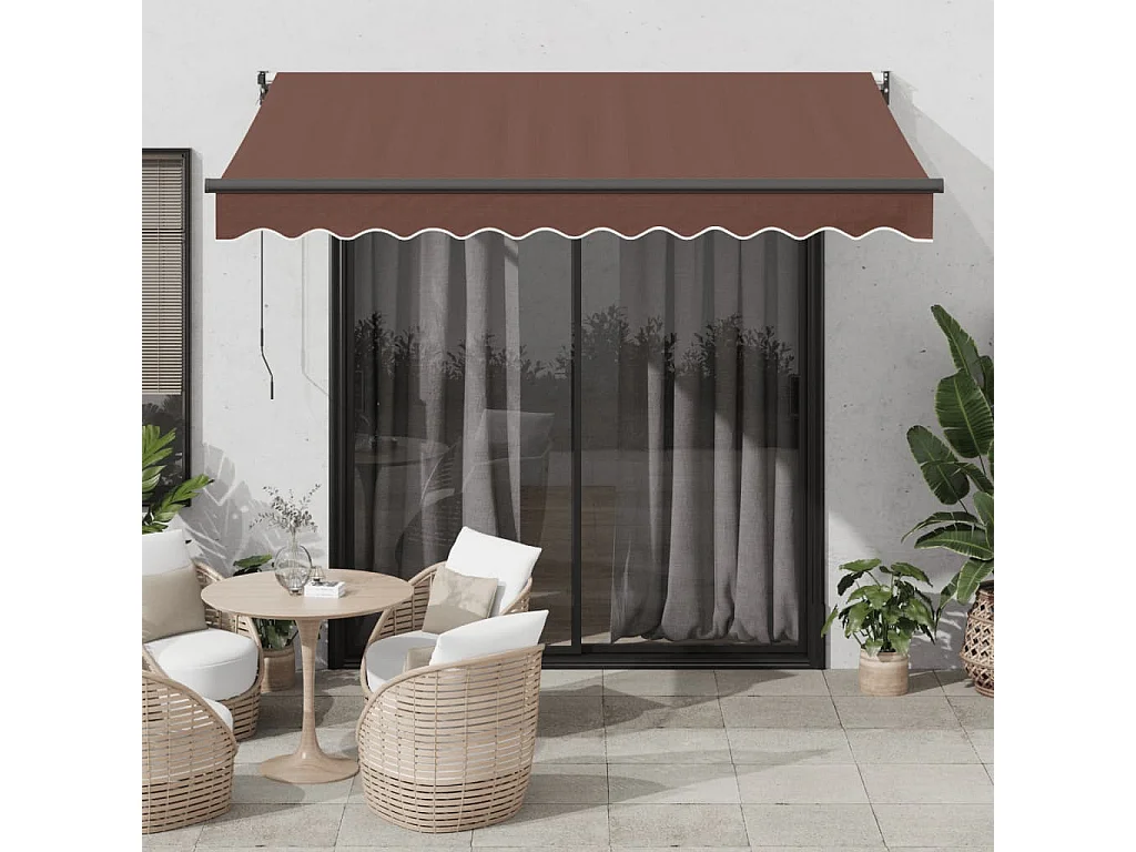 Toldo retráctil manual marrón 300x250 cm