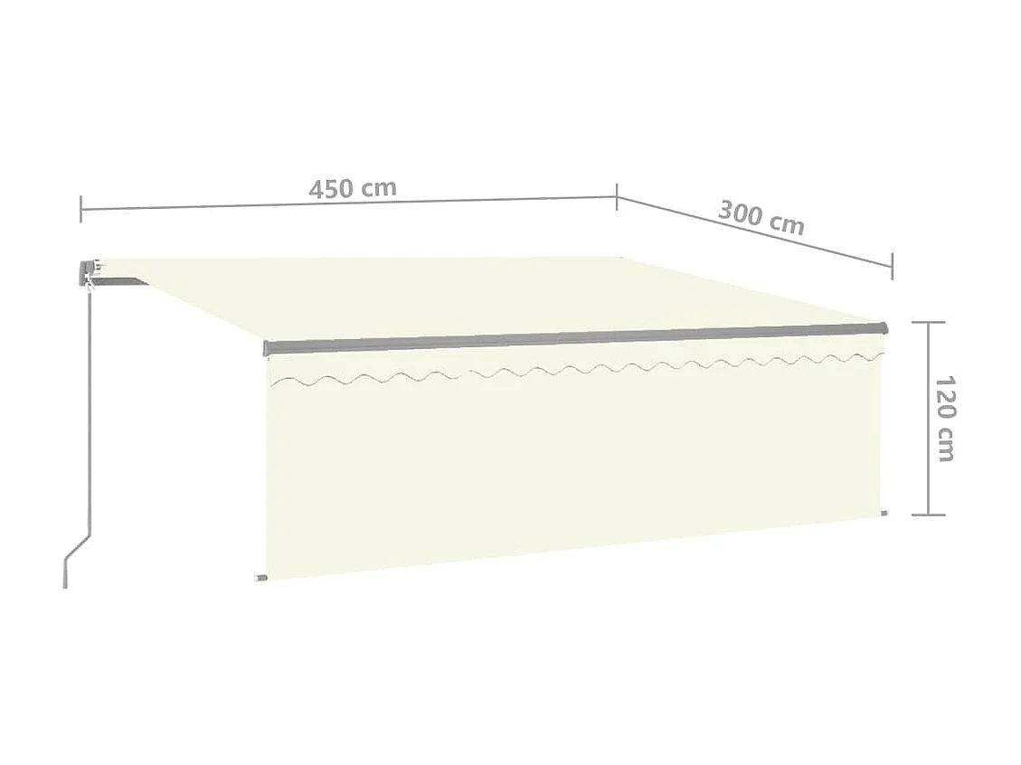 Markise Manuell Einziehbar mit Rollo 4,5x3 m Creme