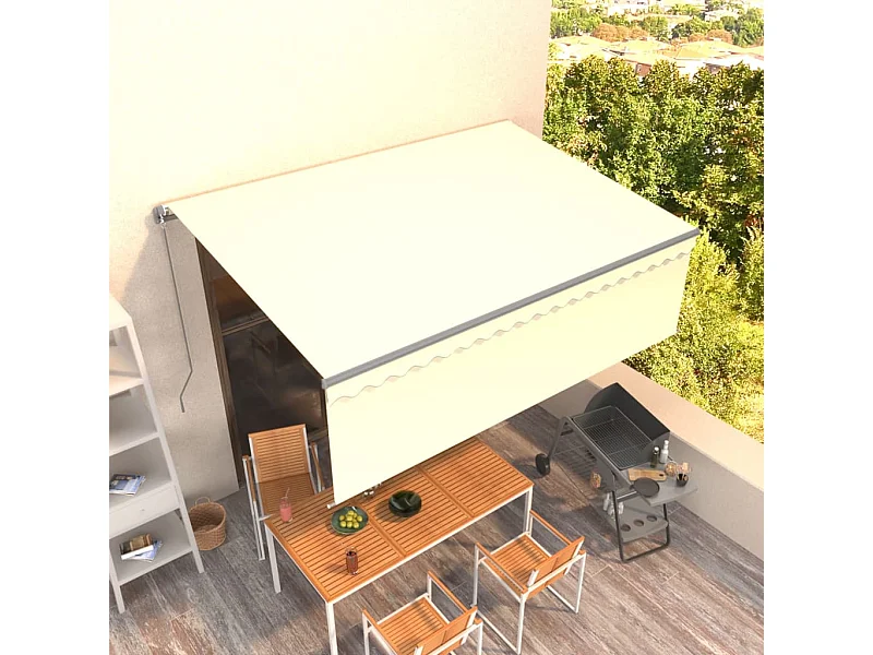 Markise Manuell Einziehbar mit Rollo 4,5x3 m Creme