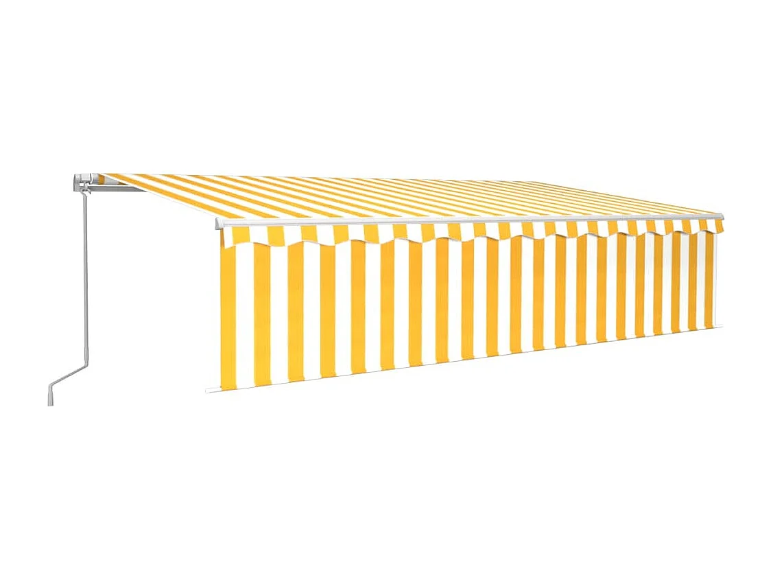 Auvent manuel rétractable avec store LED 6x3 m Jaune et blanc