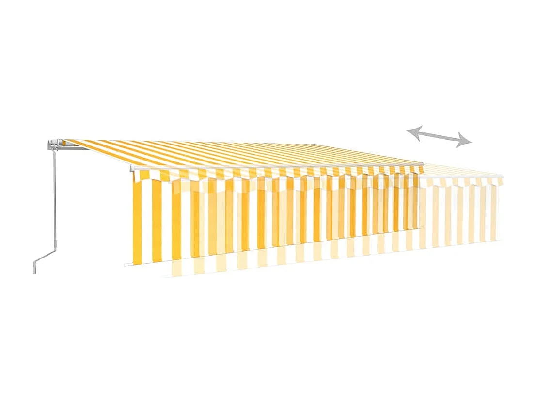 Auvent manuel rétractable avec store LED 6x3 m Jaune et blanc