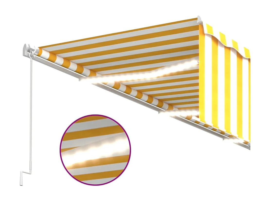 Auvent manuel rétractable avec store LED 6x3 m Jaune et blanc