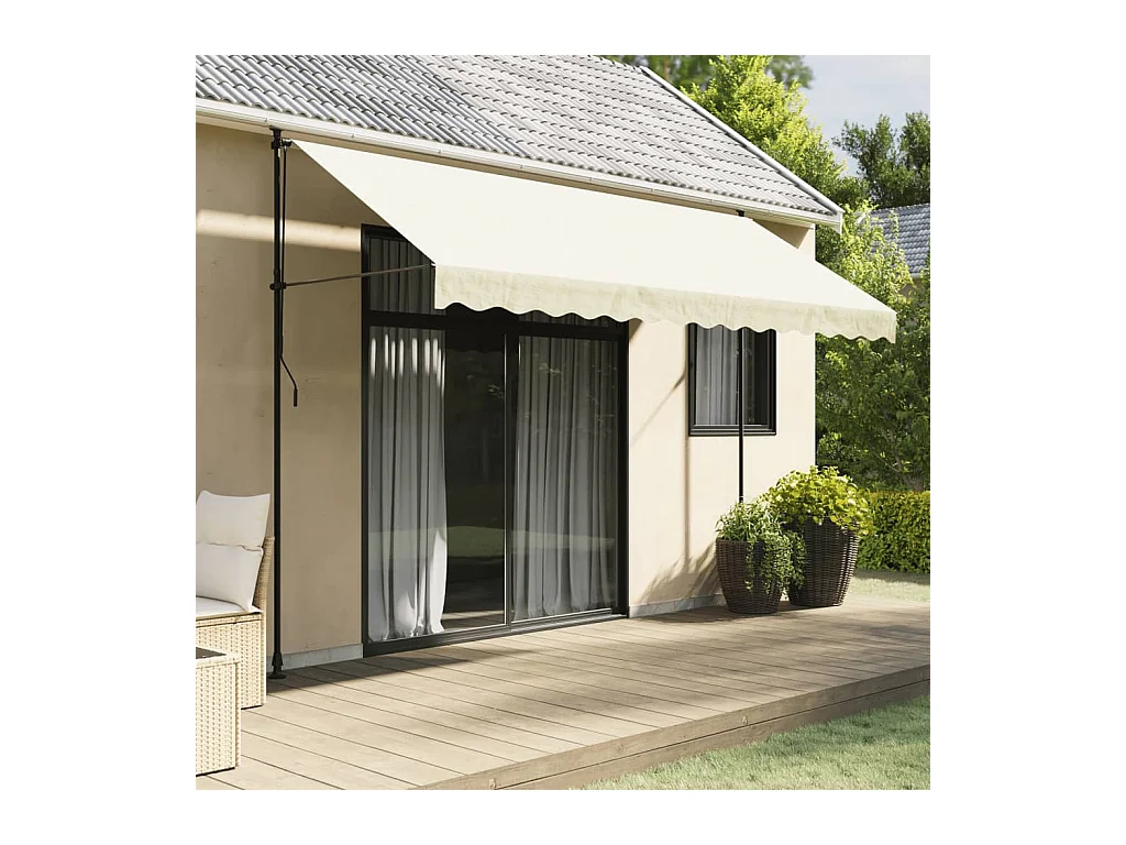 Toldo retráctil de tela y acero crema 350x150 cm