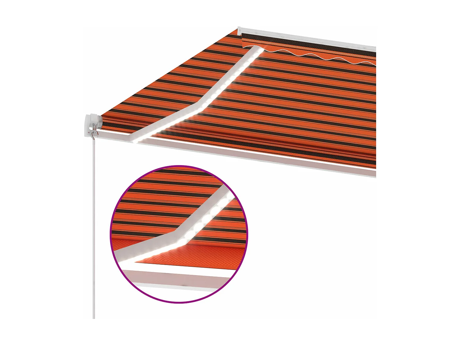 Toldo manual retráctil con LED naranja y marrón 400x300 cm
