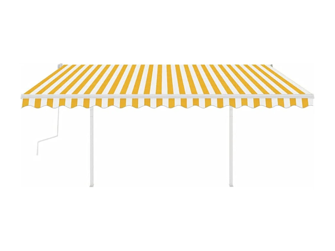 Tenda da Sole Retrattile Manuale LED 4,5x3 m Gialla Bianca