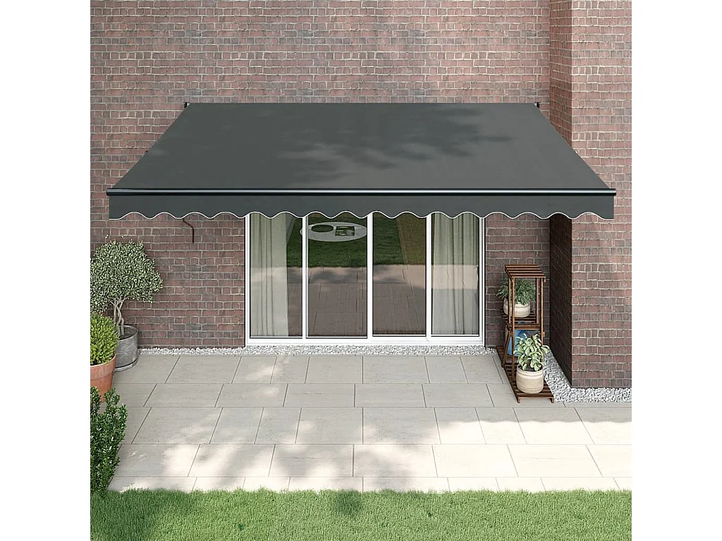 Luifel uittrekbaar 4x3 m stof en aluminium antracietkleurig