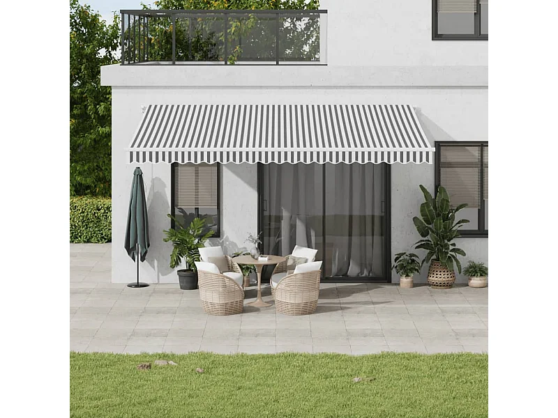 Toldo retrátil automático com LED 500x300 cm antracite/branco