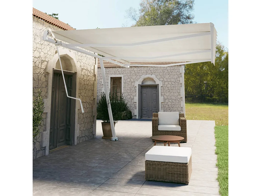 Jeu de poteaux d'auvent blanc 600x245 cm fer