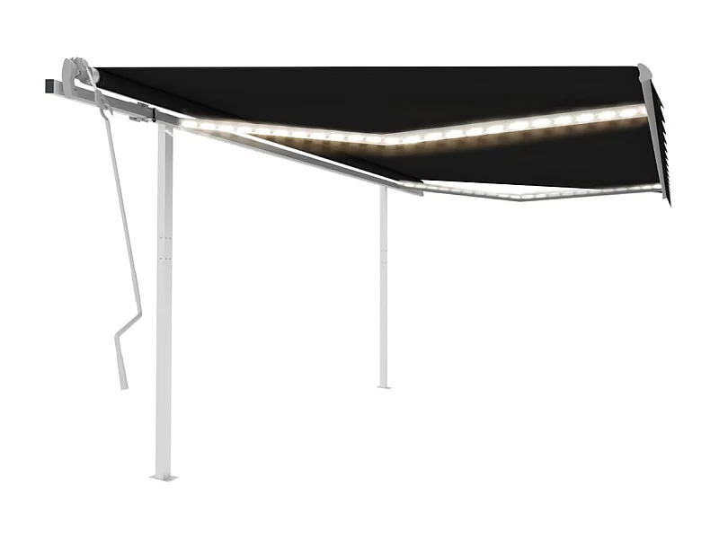 Toldo retráctil manual con luz LED gris antracita 4x3 m