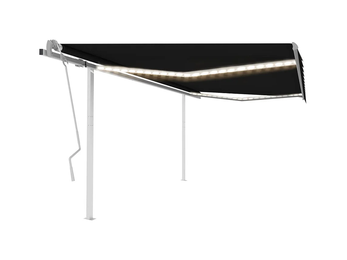 Toldo retráctil manual con luz LED gris antracita 4x3 m