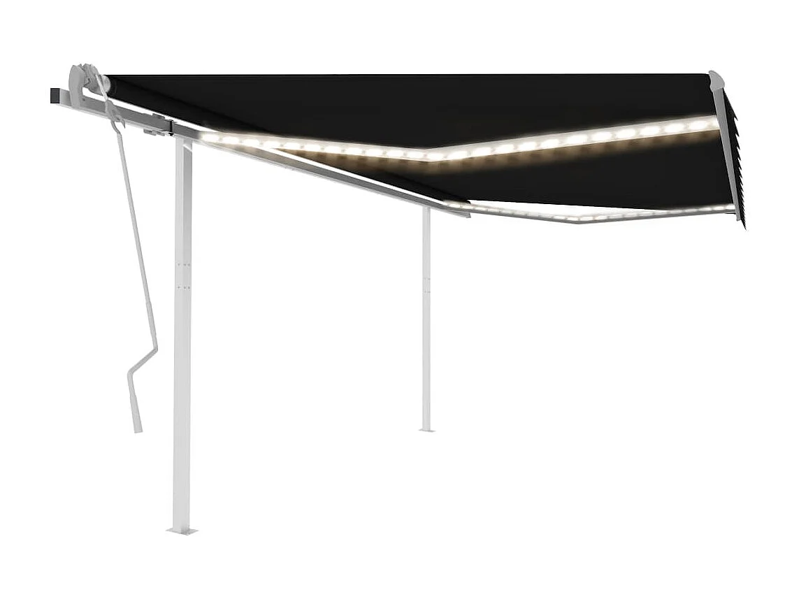Auvent manuel rétractable avec LED 4x3 m Anthracite