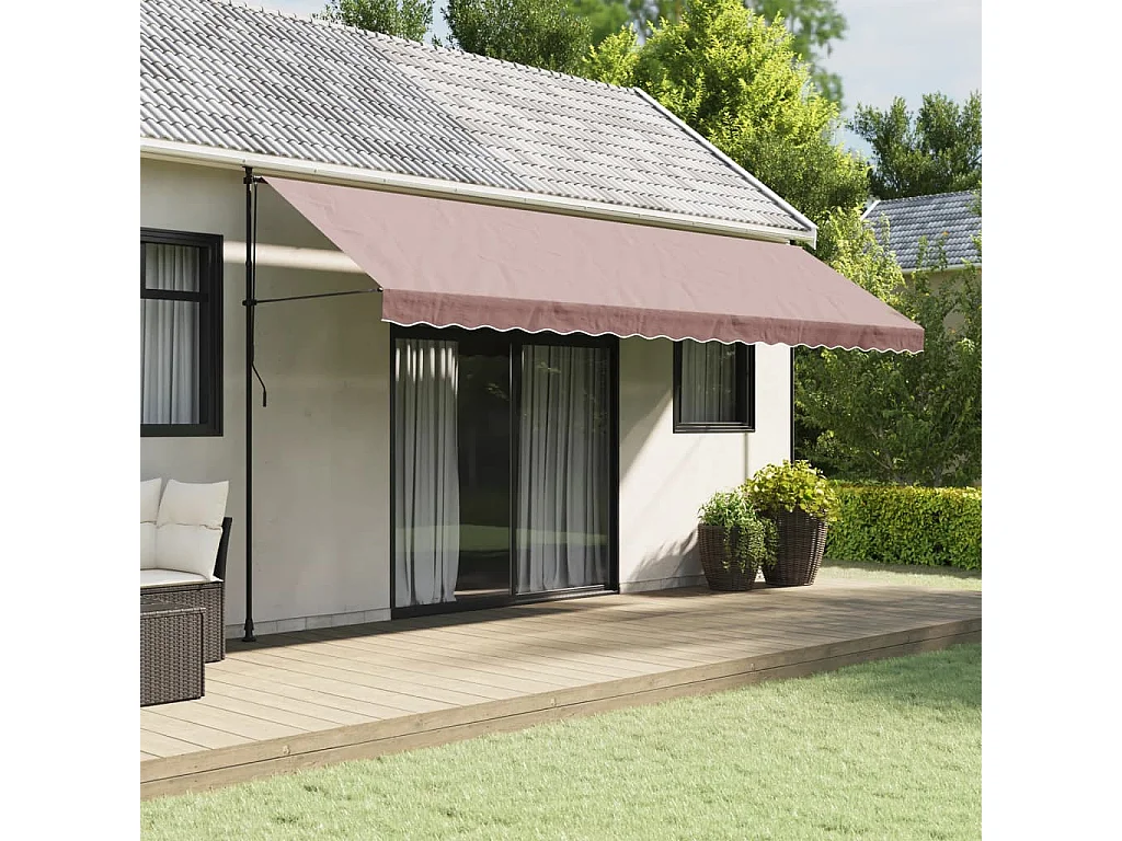 Tecido substituição para sanefa de toldo 5 m riscas castanho